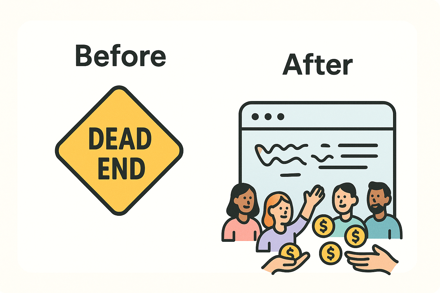 Before and After Website Upgrade for Small Businesses Using AI Chatbots | VisibleNow Web Co